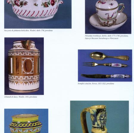 jedna ze stron folderu przedstawia miniaturki zdjęć różnych ceramicznych naczyń