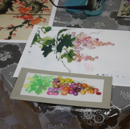 Jedna z zakończonych prac na warsztatach "Zwiewne piękne z kraju Kwitnącej Wiśni"