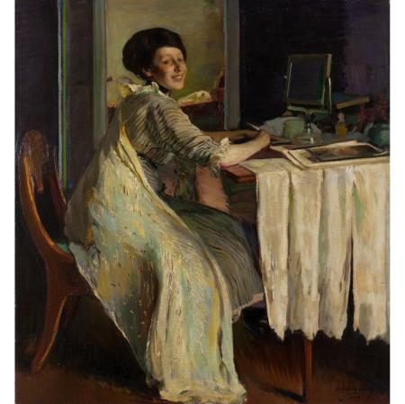 Konrad Krzyżanowski, Portret Emilii Wysockiej, 1913 olej, płótno; 151 x 140 cm Z kolekcji Muzeum Pałac Herbsta