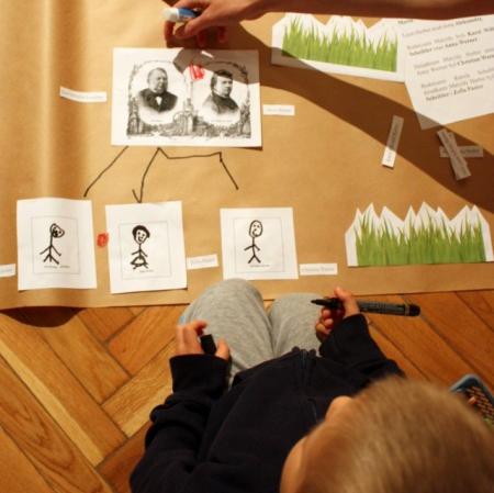 Fragment drzewa genealogicznego rodziny Herbstów i Scheiblerów na wystawie "Herbstowie. Historie niedokończone".