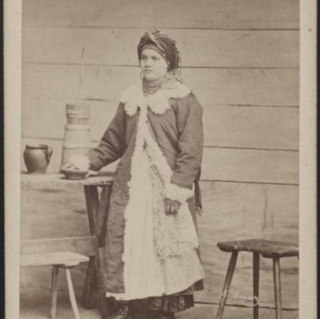 Karol Beyer, Portret kobiety-typ ludowy z okolic Wilanowoa, ok. 1866, kolekcja Muzeum Sztuki w Łodzi