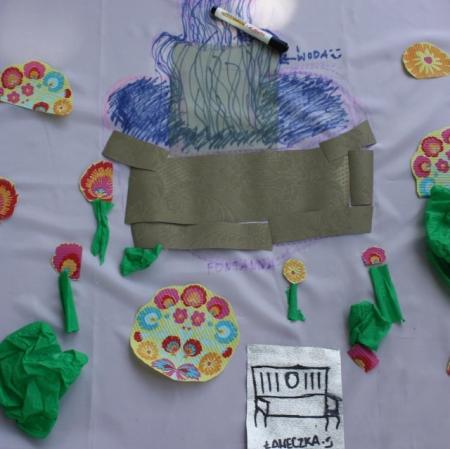 Fragment wykonanego na płótnie planu Księżego Młyna przedstawiający przypałacowy ogród.