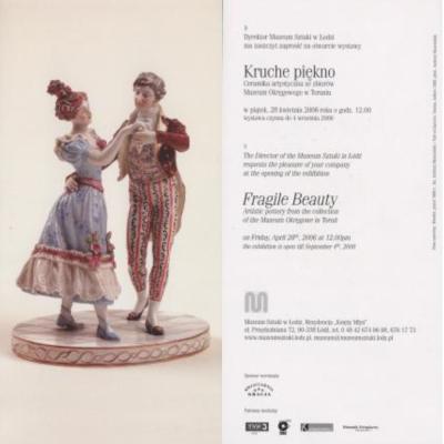 kolaż zdjęć - zaproszenie na wystawę  Kruche piękno. Ceramika artystyczna ze zbiorów Muzeum Okręgowe w Toruniu